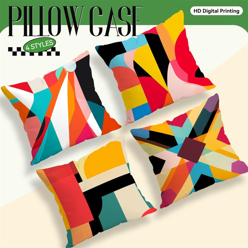 Colorful Abstract Geometry Cushions Pillowcase Printed Polyester 45X45Cm Throw Pillow Cover Decorative Sofa Cushion Pillowslip