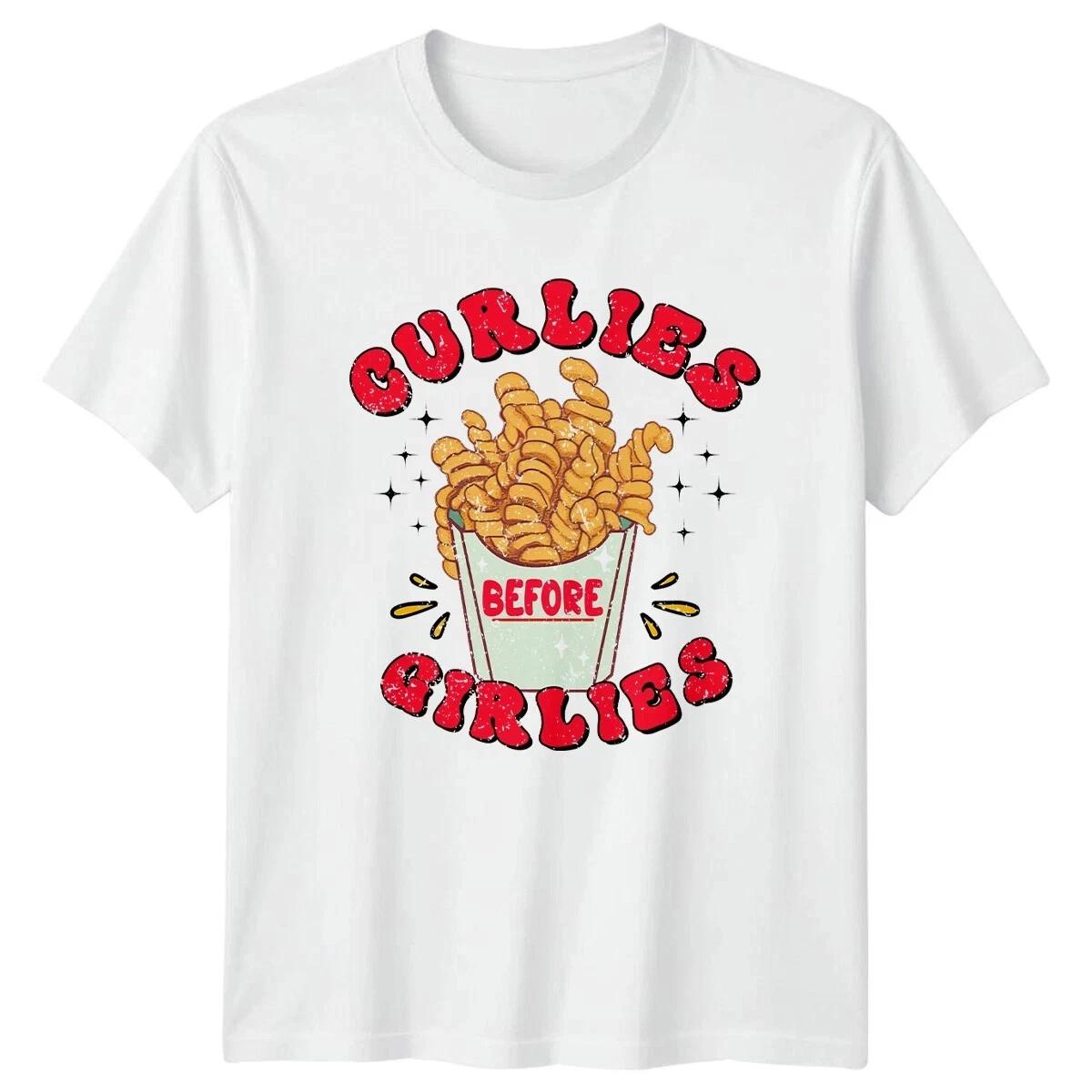 Curlies Before Girlies Retro Valentine s Day Foodie T-Shirt L