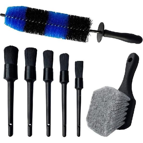 7Pcs Wheel & Tire Brush, Car Detailing Kit, 17Inch Long Soft Wheel Brush 5 Car Wash Detail Brush Car Wash Kit For Cleans Dirty Tires & Releases Dirt