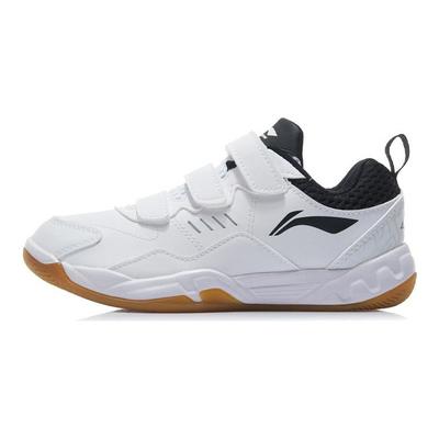 Pantofi de Badminton Li Ning de Antrenament cu Talpă Joasă Pantofi pentru Copii Alb Negru AYTR028-1