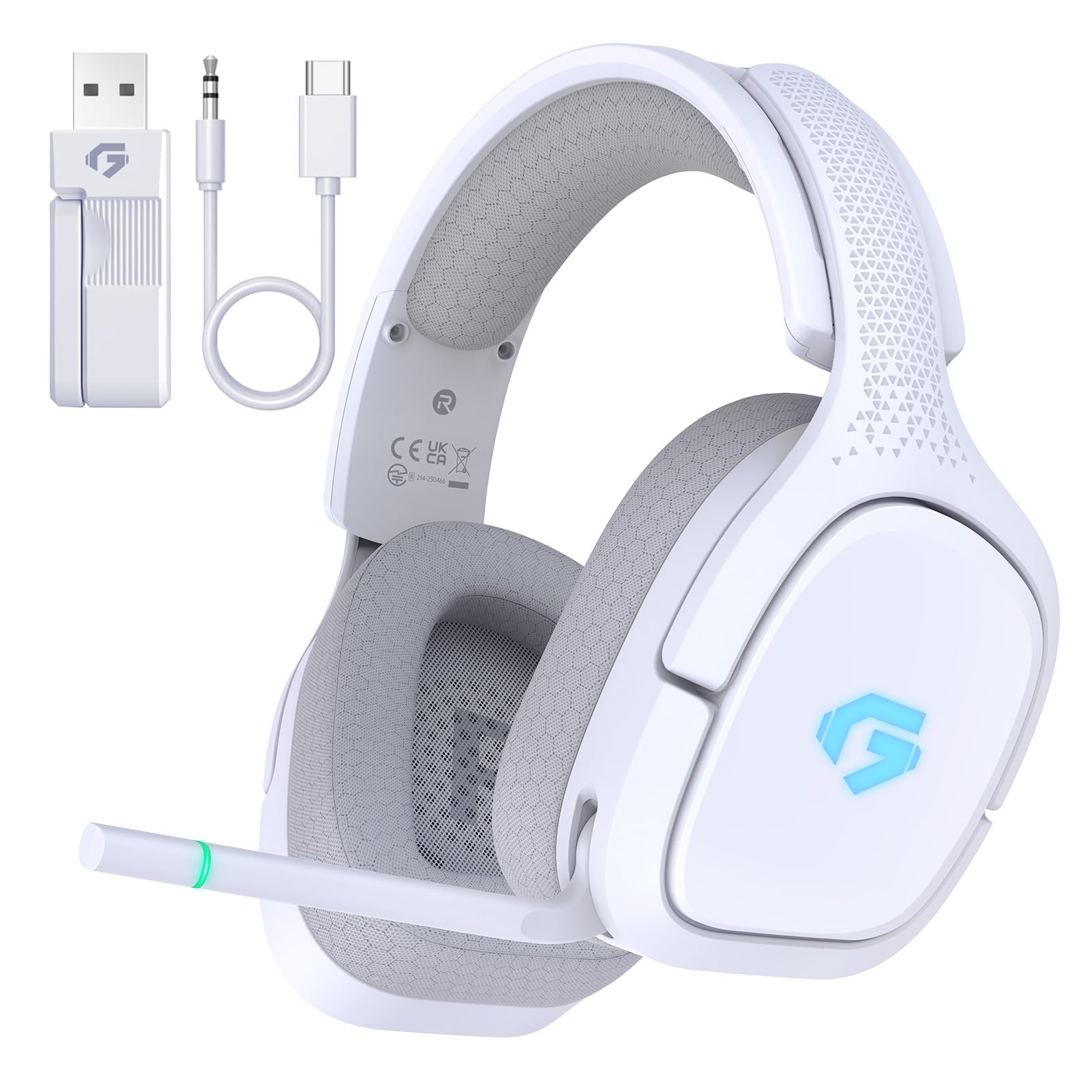 

Gaming Headset Connection Wireless Headphones Low Latency 50mm Drivers Low Latency PS5 Headset 40H Rotating Function with Rotating Fit Compatible with