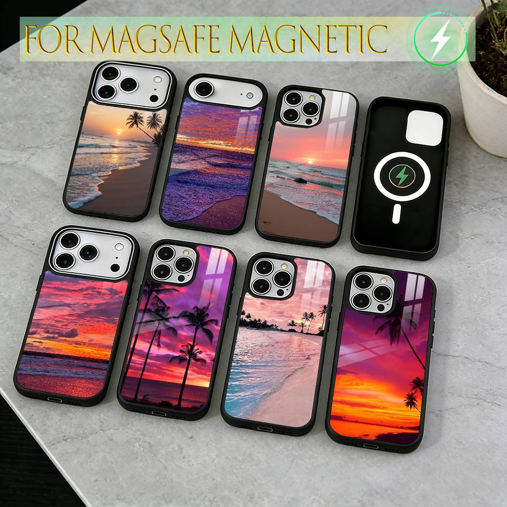 Seaside Sunset Phone Case For iPhone17,16,15,14,13,12,11 Plus,Pro Magnetic For Magsafe Wireless Charging