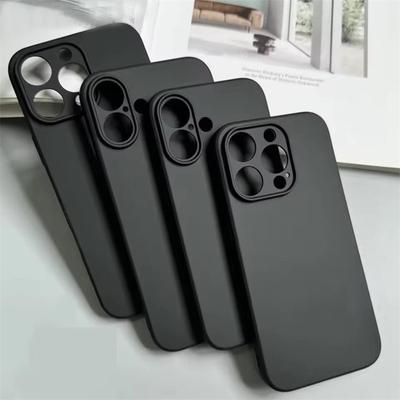 Coque de téléphone de luxe en silicone mat noir intégral pour iPhone 16 15 14 13 12 11 Pro Max 16 15 16E Coque arrière TPU souple