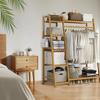 Floor Garment Rack Home Standing Clothes Shelf with Multi Layers Multi-Function Laundry Organizing Rack for Living Room Bedroom