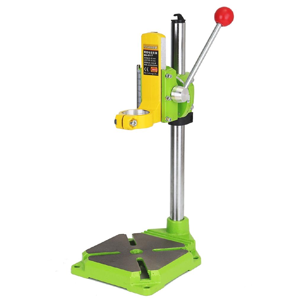 Suport masă mașină de găurit Mandrină Suport durabil pentru clemă de găurit Unelte electrice Suport de găurit reglare unghi Bază de fier 1 buc