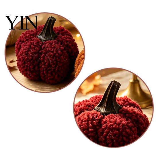 Indoor Photography Props Mini Plush Artificial Pumpkin Decoration, Fall 3D Stuffed Flannel Texture Pillows Ornament for Autumn Halloween Thanksgiving