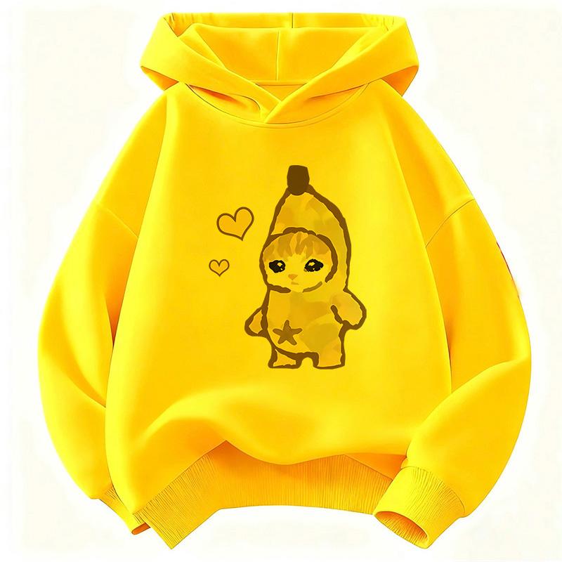 2026 New Funny Banana Cat Hoodie Kids Kawaii Cat Children's Sweatshirt Hoody for Boys Girls Casual Hoodies Hip Hop Clothes