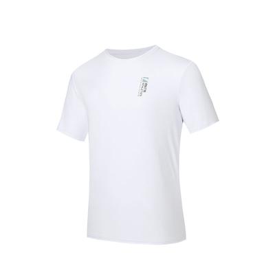 Camiseta Confortável Simples com Letra Gola Redonda Versátil Casual Respirável Manga Curta Masculina Tops Branco-Puro 152527159-1