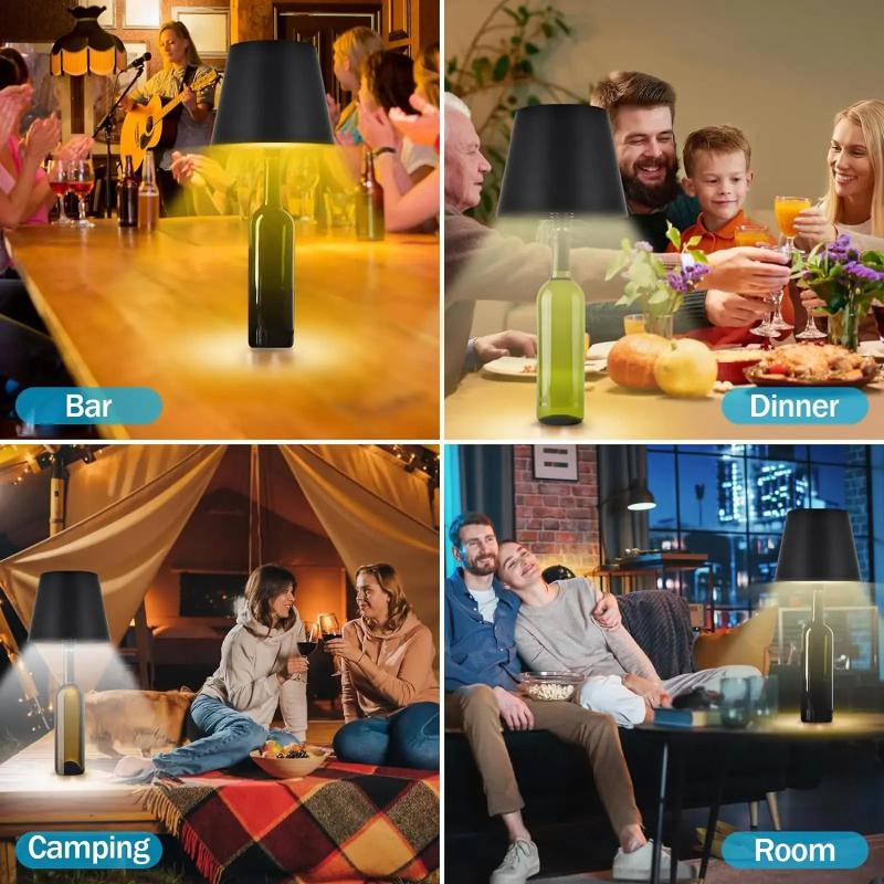 Wireless Bottle Table Lamp Touch Control 3 Colors and Stepless Dimming Night Lamp for Outdoor Bar Wine Bottles Decor Desk Lights