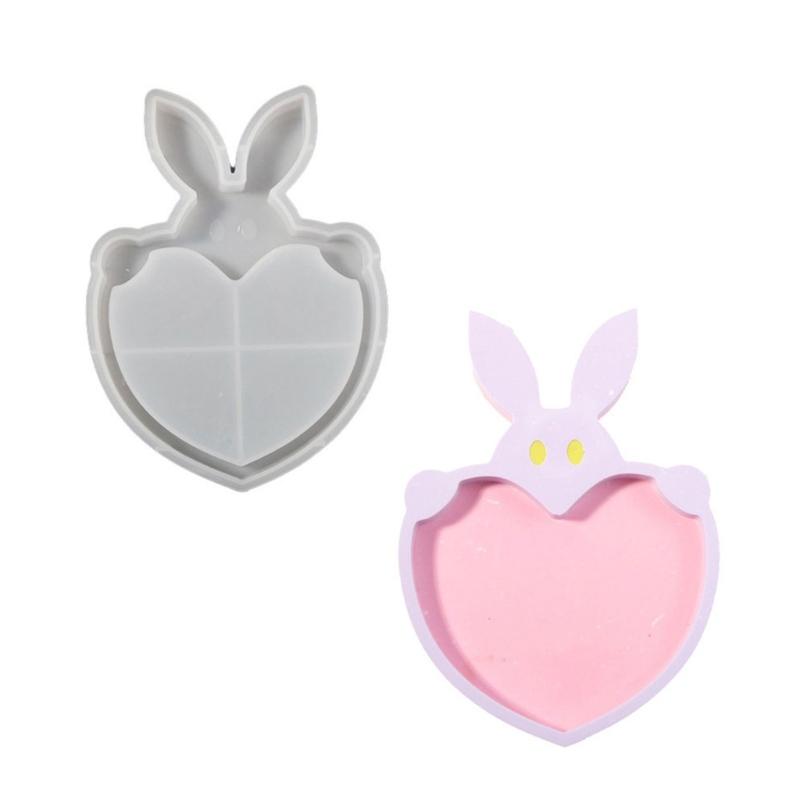 Flexible Sturdy Silicone Epoxy Resin Castes Mold Rabbits Shaped Tray Dishes Molds for Craft and Home Decoration