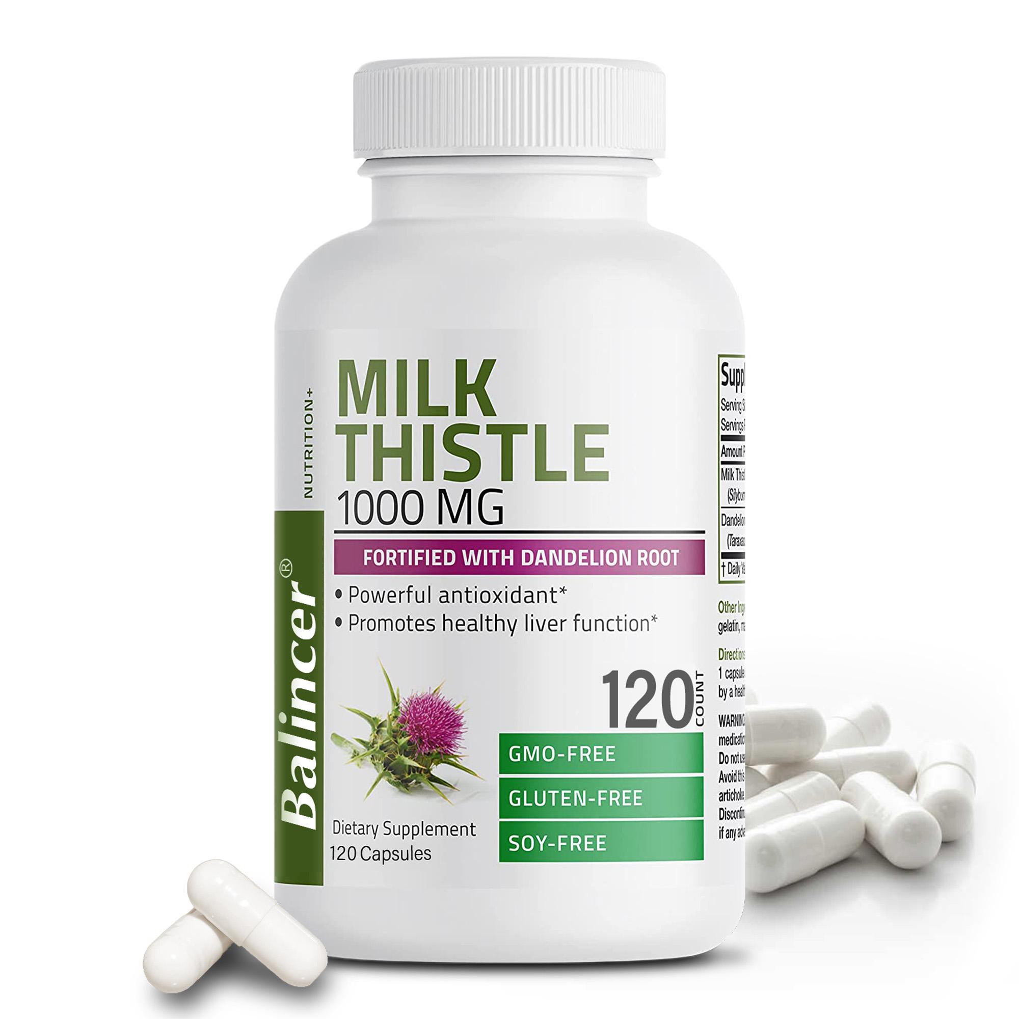 Milk Thistle 1000mg with Dandelion Root, Liver Health Support & Antioxidant Supplement, 120 Capsules 120PCS