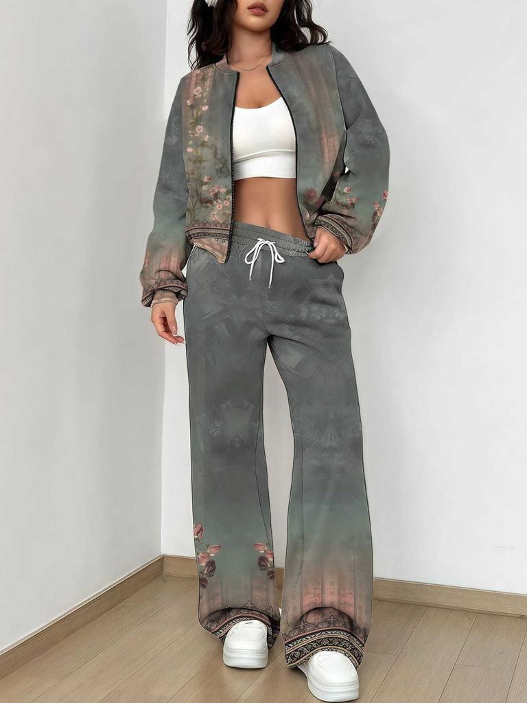 Ethnic Style Printing 1116 New Autumn and Winter New European Beautiful Woman Suit