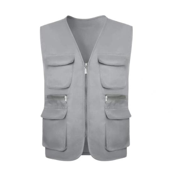 Pánská vesta s mnoha kapsami Cardigan Jednobarevný Prodyšný Pracovní oděv s výstřihem do V Jednoduchý styl Pánská slim fit vesta bez rukávů do práce