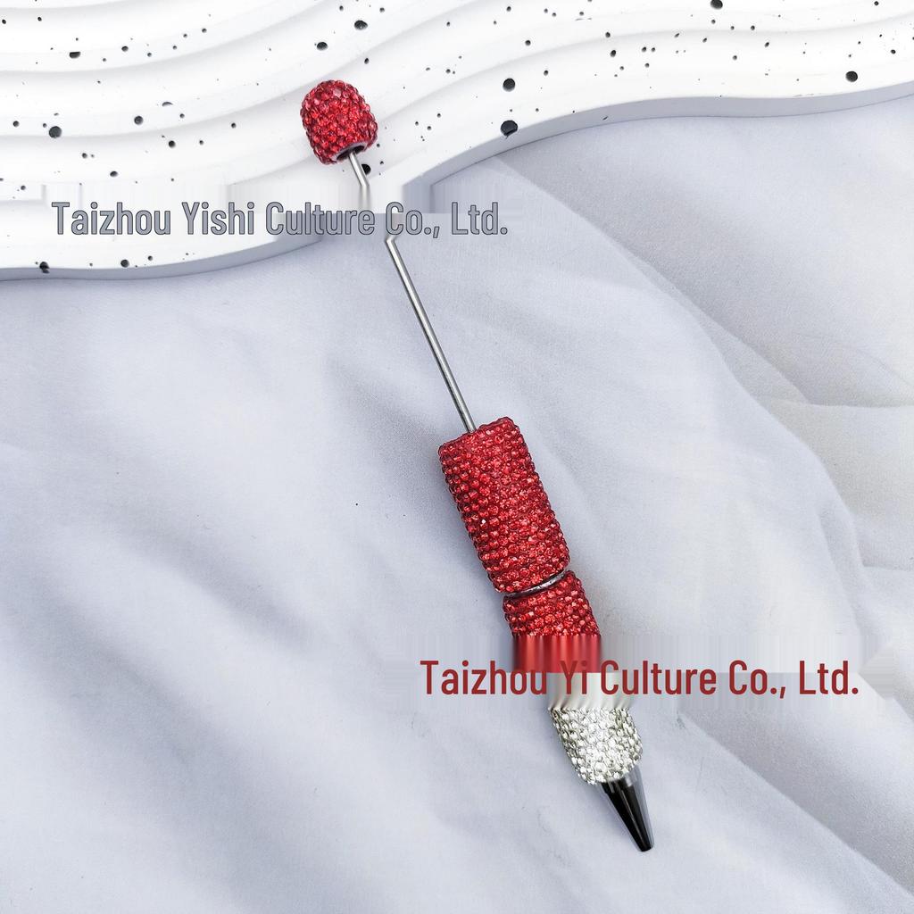 Gradient Rhinestone Beaded Pen - Multicolor, Full Coverage, Pearlescent, Round Beads, Cute Particle Design