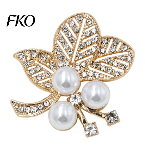 Leaf Accessory Faux Pearl Rhinestone Brooch, Alloy Hollow Leaves Lapel Pin Pin, Sweater Cardigan Coat Suit Clothing Jewelry Accessories Secure золотистый