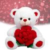Adorable Plush Rose Bear Pp Cotton Filled White 30cm Perfect For Valentine's Day
