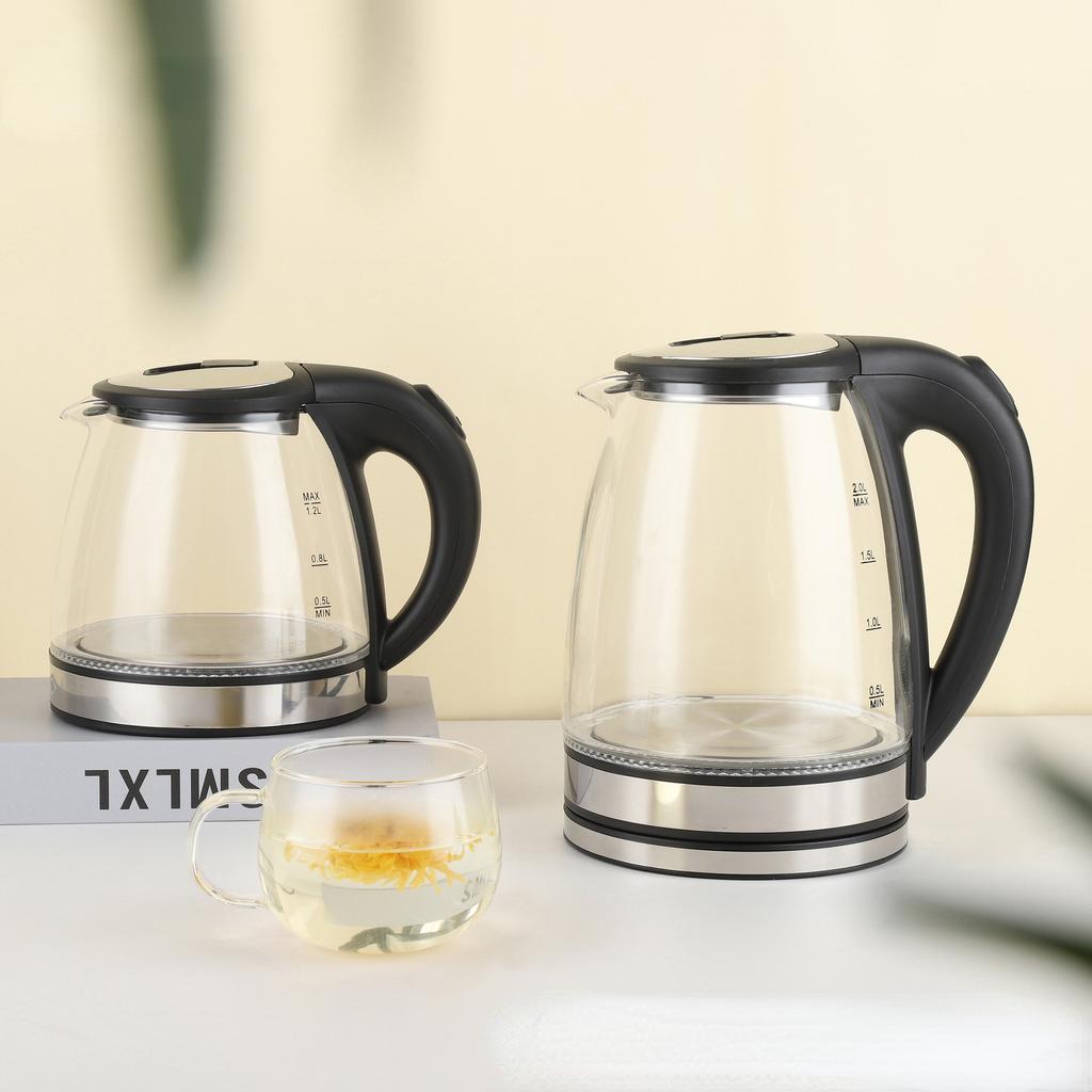1500W Speed Boil Water Electric Kettle 220V Coffee & Tea Kettle Borosilicate Hot Water Kettle Auto Shut-Off 1.2L 2L
