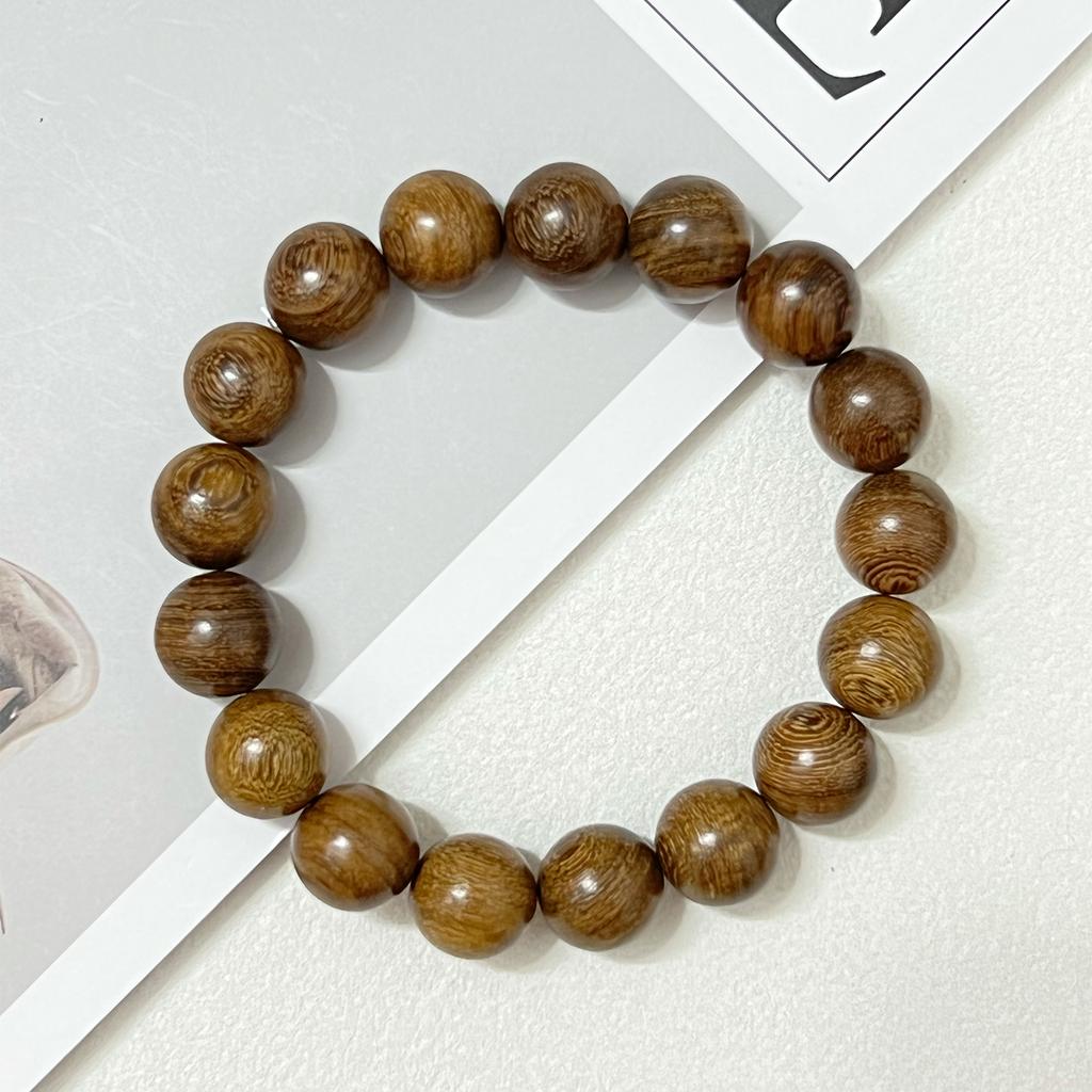 12mm Wooden Beaded Bracelet for Men Handmade Sandalwood Elastic Bangle Natural Wood DIY Beading Charms