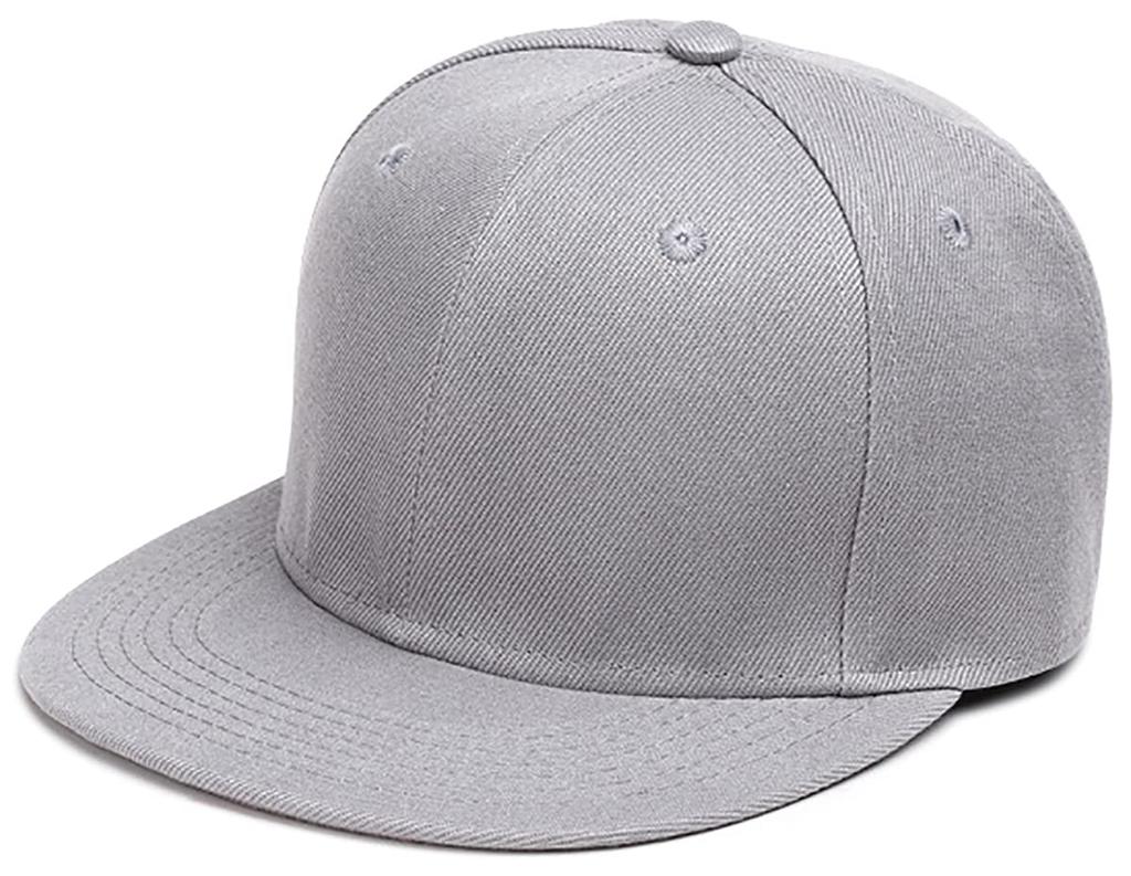 Spargel Simple Plain Flat Brim Snapback Baseball Cap Men's (Gray)