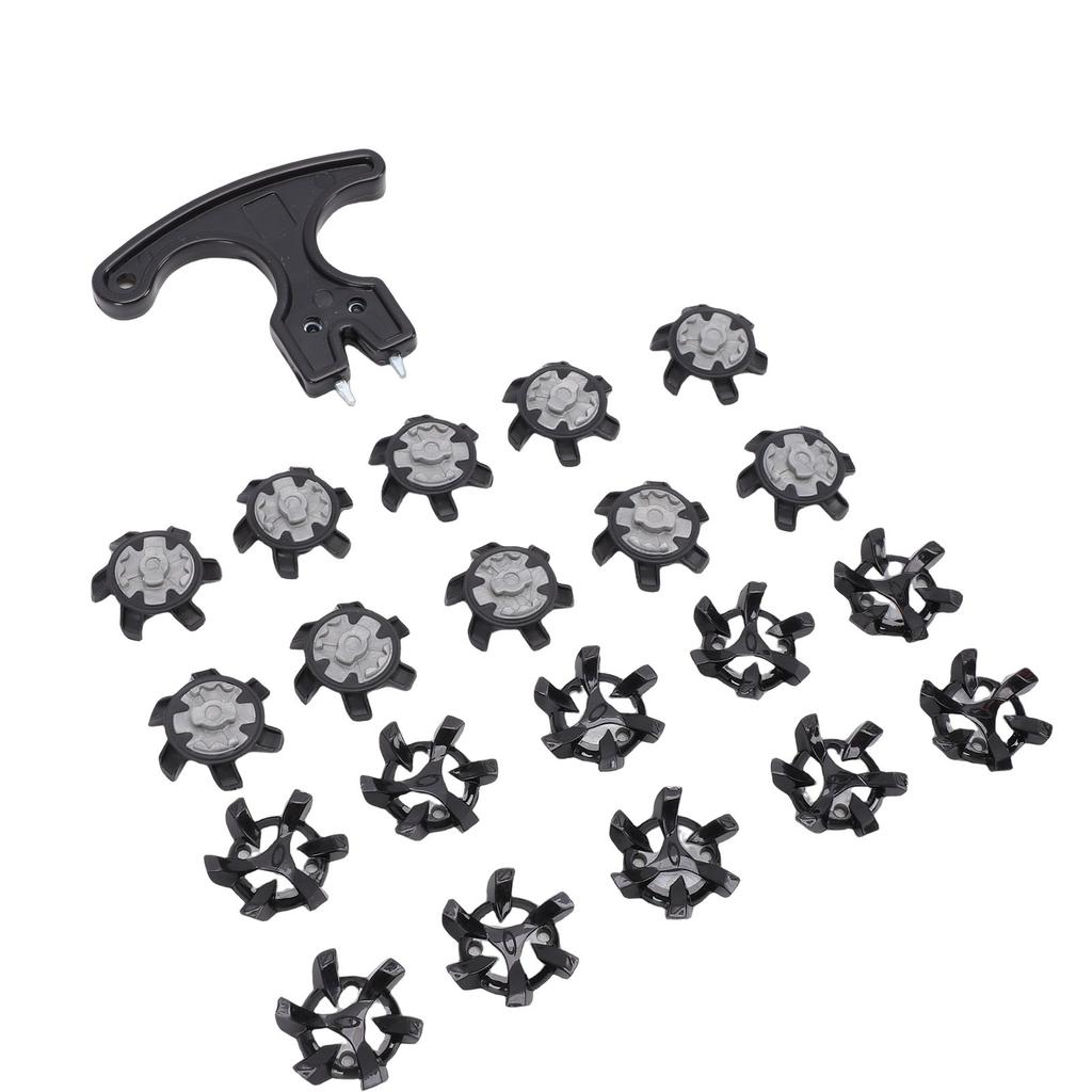 20PCS Replacement Shoe Cleats and 1 Removal Spanner Non Slip Shoe Spikes for Outdoor Use Black