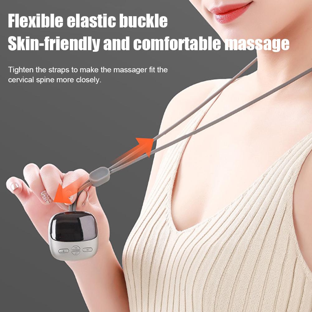 Mini Hanging Smart Cervical Spine Massager Portable Neck Protector Multiple Modes Pulse Hot Compress Care Relax Neck Shoulder