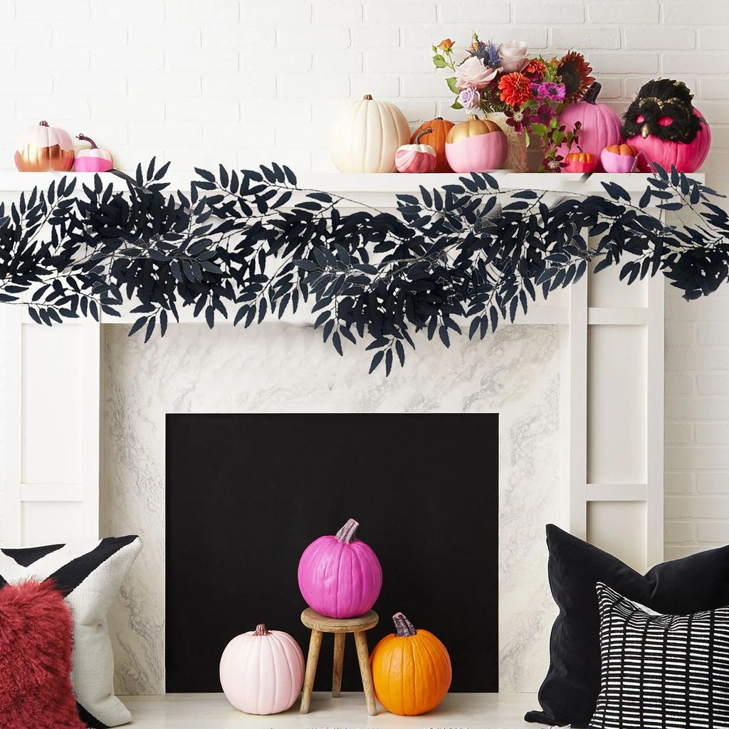 Black Willow Leaf Vine 2pcs Artificial Willow  Leaves Wedding Wall Hanging Green Plants Arch Wrapping Simulated Rattan 170cm