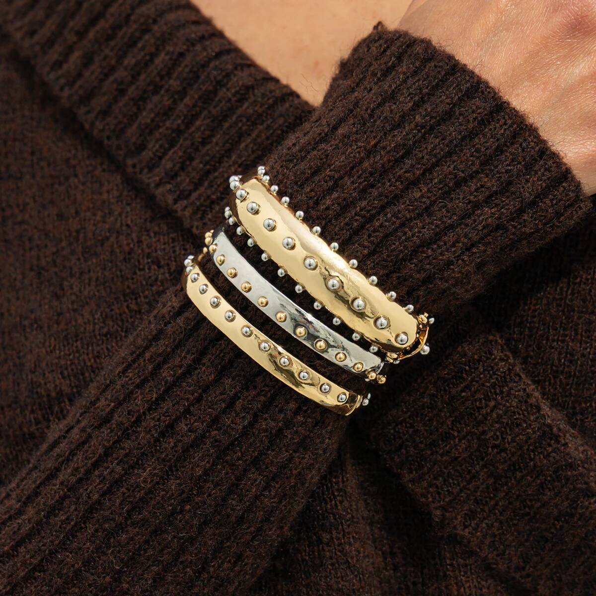 Salircon Панк Крутой Стиль Круглые Цветные Блочные Заклепки Браслеты Женские Винтажные Хип-Хоп Геометрические Открытые Браслеты Pulseras Mujer Украшения