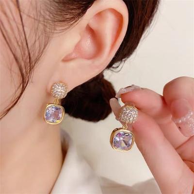 Elegante Mode Einfache platz zirkon baumeln Ohrringe für Frauen Mädchen Geschenk Schmuck Großhandel