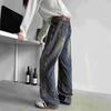 Diamant karierte Jacquard-Jeans für Herren, Frühling/Herbst, amerikanischer Stil, High Street, leicht ausgestellte Hose, Herren Vintage lockere gerade Hosen