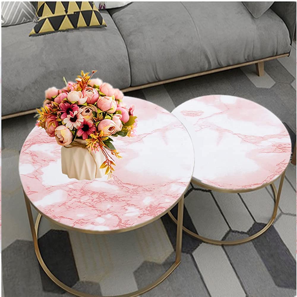 Pink Marble Wallpaper Removable Self Adhesive Paper Waterproof Sticker Decoration for Kitchen Island Countertops Cabinet Vanity Room