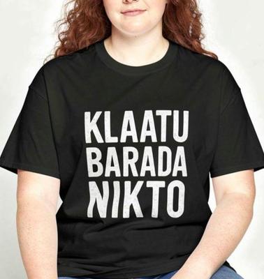 Klaatu Barada Nikto T-Shirt, Sci-Fi Movie Fan Gift, Retro Alien Graphic Tee, Vintage Space Aesthetic Shirt, Cult Classic Science Fiction Tee