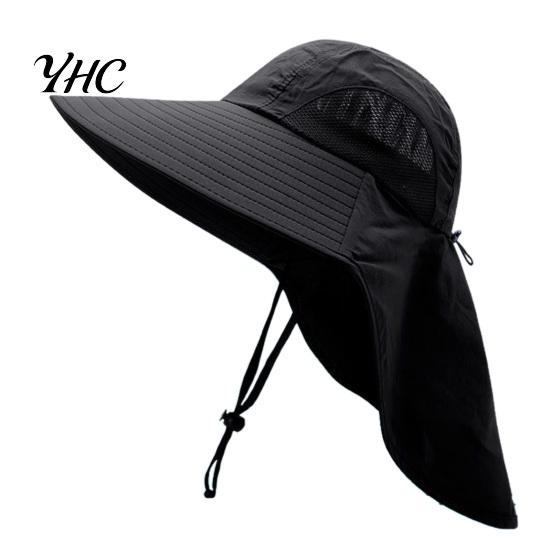 Neck Protection Sunhat Unisex Sun Hat Hollow Mesh Windproof Fixed Anti-UV Strap Foldable Sunscreen Breathable Gardening Fishing Outdoor Cap Travel