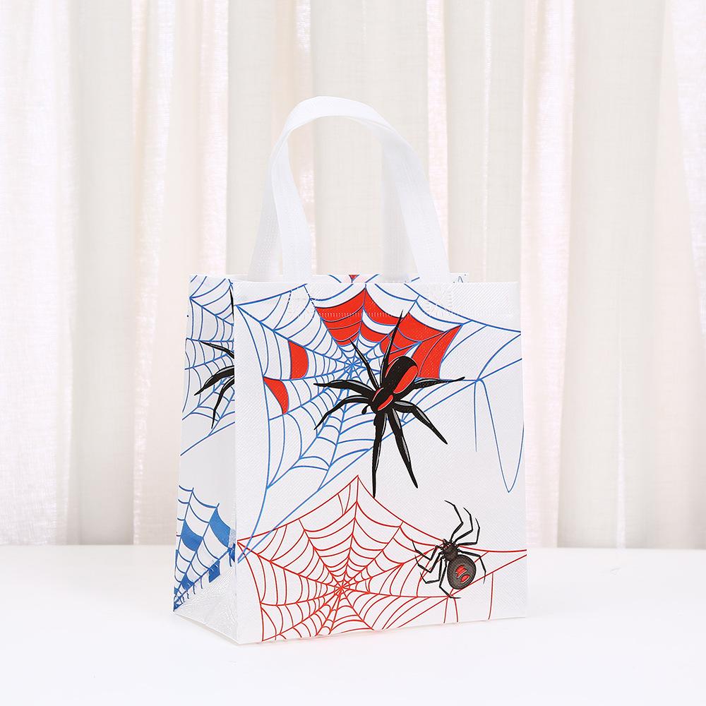 12/30pcs Spider Print Gift Bags Non Woven Tote Bags Halloween Party Favor Bags for Candy Gifts and Shopping