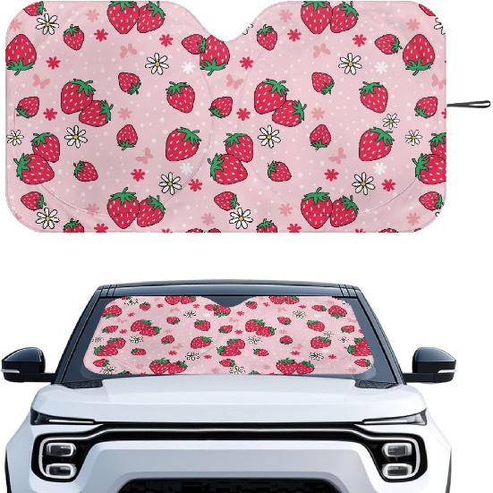 Camo Car Sun Shade with Storage Pouch American Flag Car Windshield Sunshade Easy to Install Windshield Cover for SUV Vehicle Sedan Truck Gift for земляничный