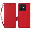 Wallet Case for TCL 10 Pro - Leather/PU, Red, With Lanyard