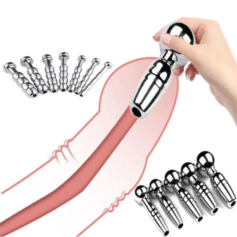 Manyjoy 2 Types Stainless Steel Hollow Short Penis Plug Urethral Sounding Stimulation Dilator Chastity  Sex Toys for Men