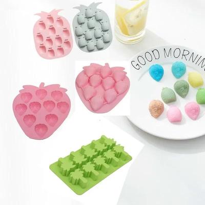 Meyve Şeklinde Buz Küpü Tepsisi Silikon Buz Küpü Yapıcı DIY Yaratıcı Küçük Buz Küpü Kalıbı Kare Şekil Mutfak Aksesuarları
