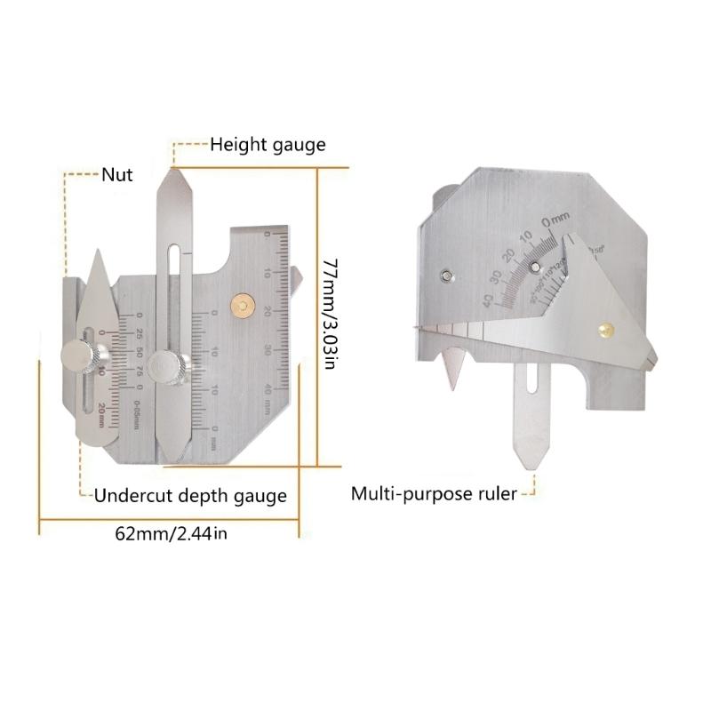 Tragbare Messlehre Schweißraupenhöhe Schweißnaht für Spaltlehre Schweißinspektionslineal Messbereich 0-40mm Genauigkeit 0,5mm