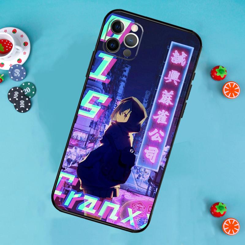 Vaporwave Glitch Anime Phone Case For iPhone 17 Air 15 14 13 12 11 16 Pro Max 13 12 mini 15 16 Plus 16e Cover Funda