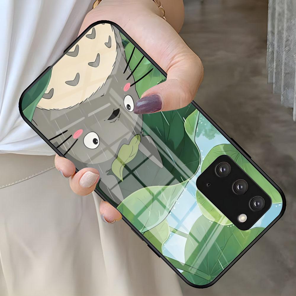 

Cute T-TotoroSE Phone Case For Samsung S26 S25 S24 FE S23 S22 S21 Plus S20 Ultra Note20Ultra Black Glass Cover Galaxy S23