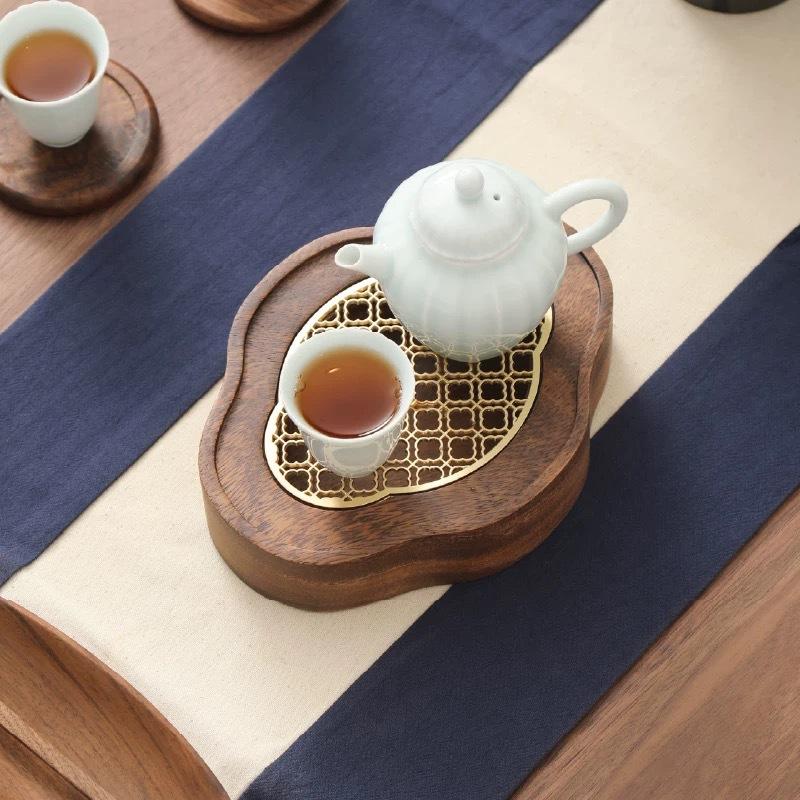 Chinese Retro Style Solid Wood Tea Tray Water Storage Tank Holder Portable Tea Tray Purple Clay Teapot Tea Tray Teaware