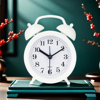 Retro Bell Çalar Saat Masa Analog Saat Sessiz Gece Lambası ile Ev Ofis Mini Seyahat Çalar Saat