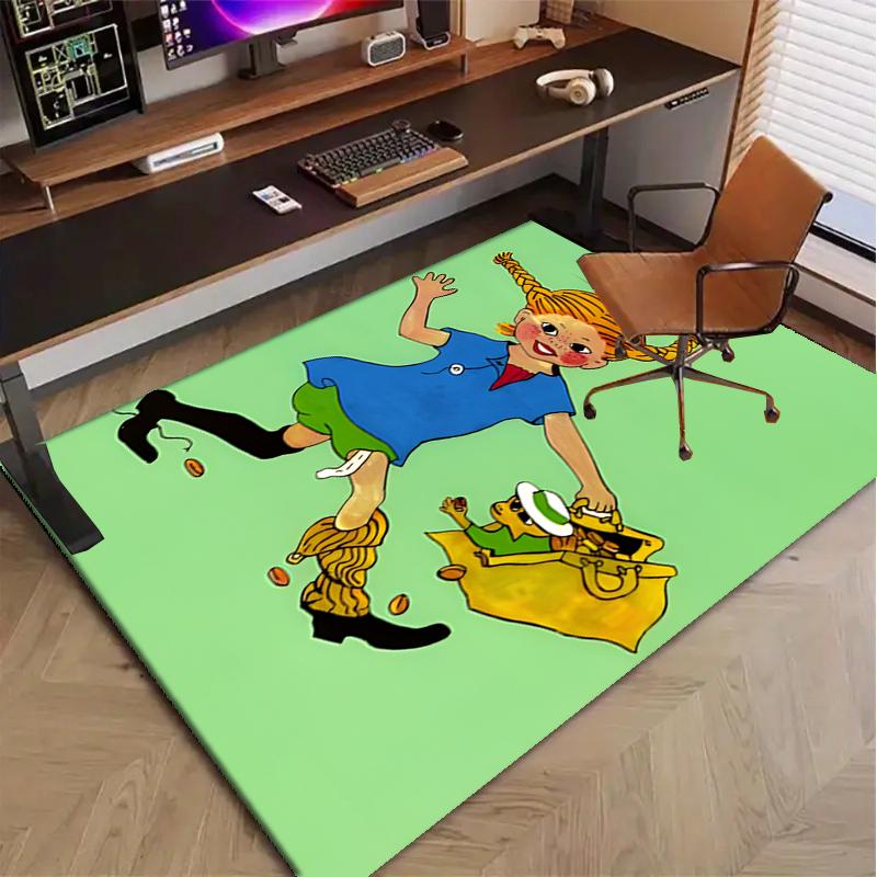 Pippi Langstrumpf Polyester Teppich, Weiche Indoor Matte für Bürostuhl, Wohnzimmer, Schreibtisch - Dekoratives Home Office Teppich Design