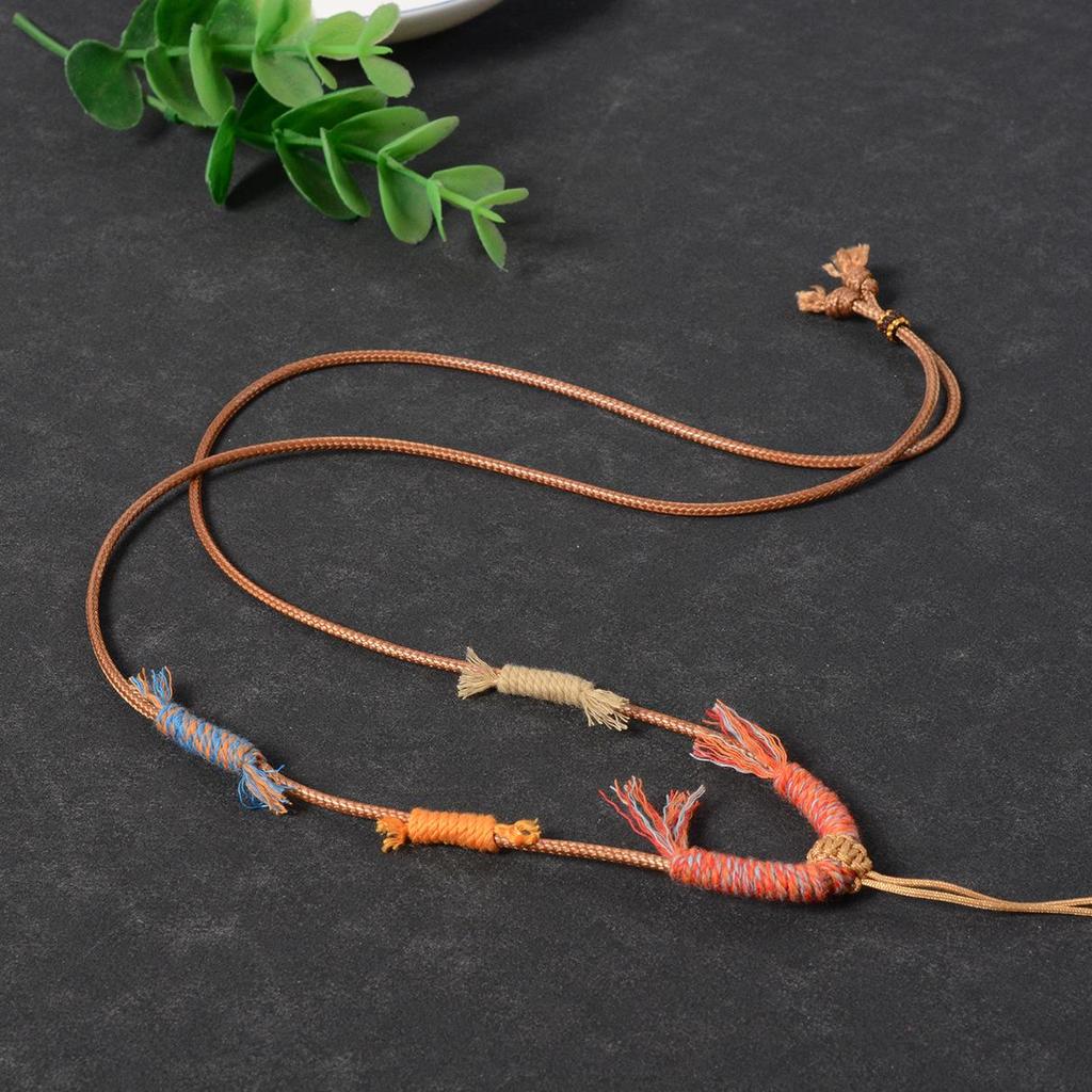 Hand-Woven Waxed Leather & Cotton Cord Necklace for Jade Pendant