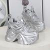 Fashion NEW Women Casual Platform Sneakers 12CM High Heels Winter Sports Leather Shoes Bling Trainers Chunky Boots Zapatillas Mujer
