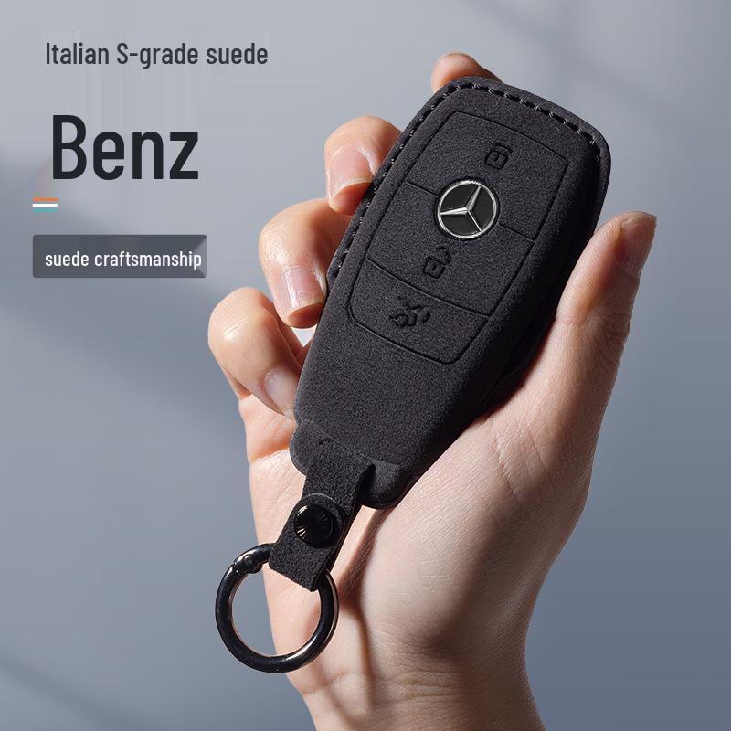 Mercedes-Benz E300L/GLC260/E260L Key Cover with Full Suede and Buckle - Men's Interior Decoration