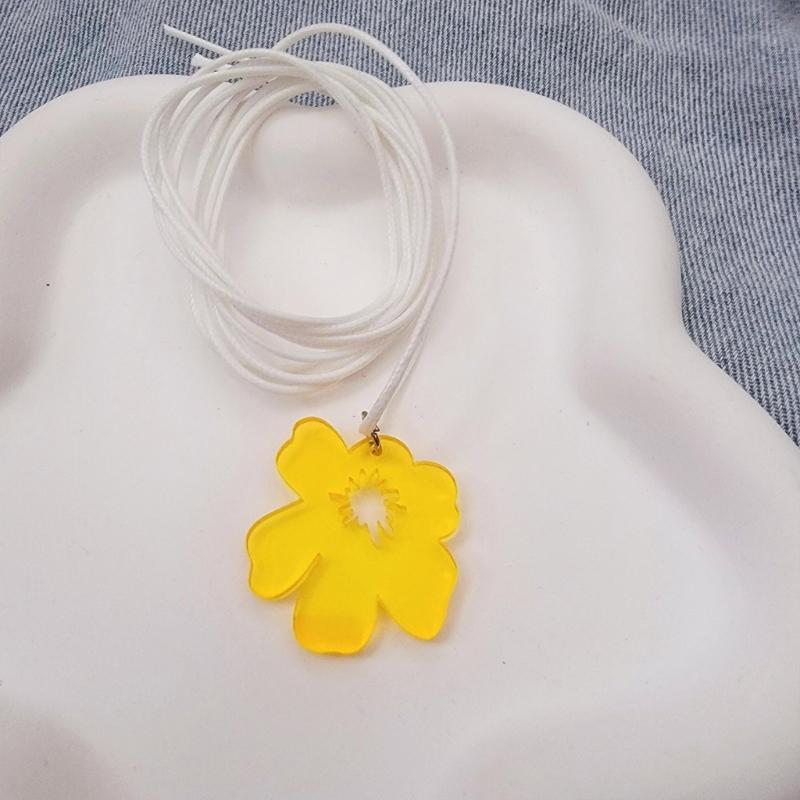 Sweet Irregular Flower Pendant Necklace Party Jewelry Fashion Statement Choker Fashion Simple Cord Collar Necklace