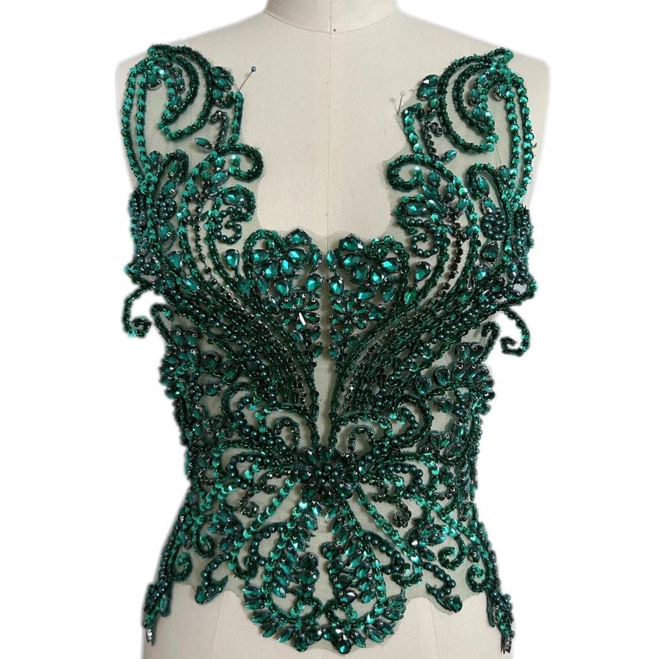 3D White Appliques Glass Beads Rhinestones Crystals Sewing Designer Diy Women Evening Wedding Dress Bodice Patches Decoration