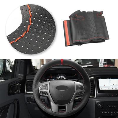 Hand-stitched Car-styling For Ford Ranger Everest 2016 2017 2018 Interior Microfiber Leather Steering Wheel Cover Trim