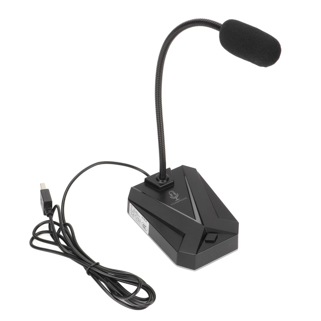 Computer Microphone USB RGB Light Adjustable Gooseneck Noise Reduction 360 Degrees USB Microphone for Gaming Meeting